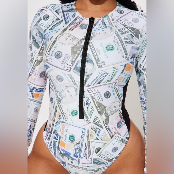 Money Long Sleeve Swimsuit - Picture 4 of 4